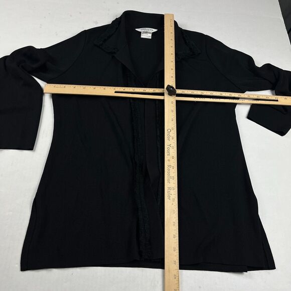 Exclusively Misook Black Textured Trim Open Front Knit Jacket Size PS Petite Sma - Picture 5 of 9